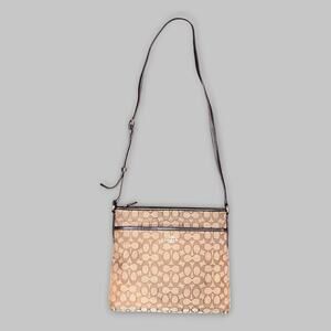 Coach Signature Jacquard Crossbody Shoulder Bag – Brown/Tan